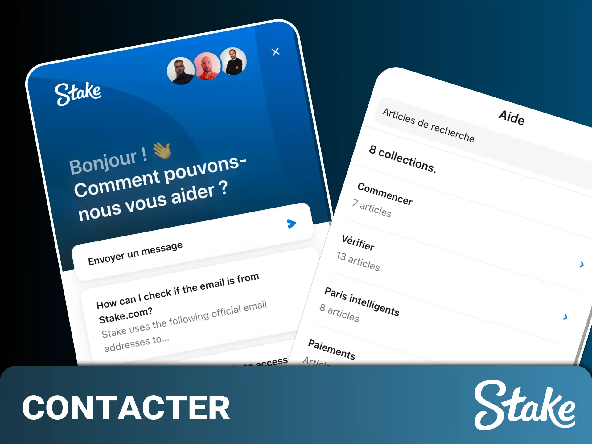 Apprenez comment contacter le service client Stake 24/7 directement depuis l'interface de l'application mobile.