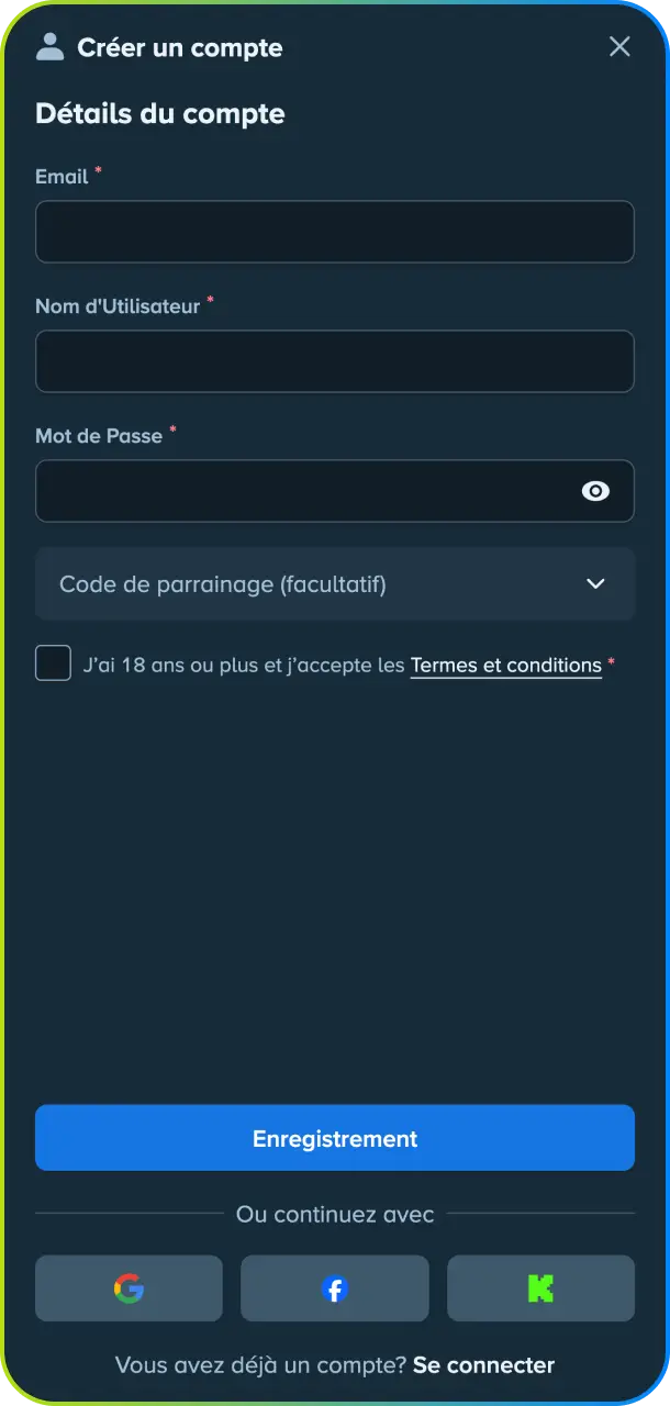 Remplissez facilement vos informations d'inscription avec l'interface de registre sur l'application Stake.