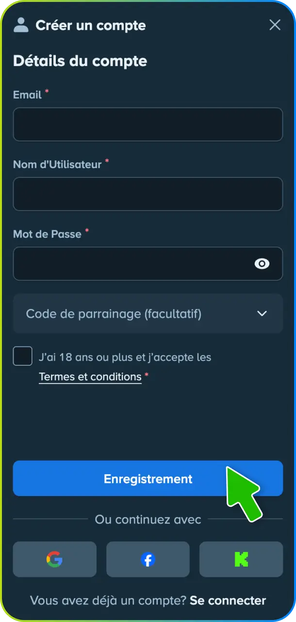 Complétez l'inscription sur le site pour débloquer votre bonus Stake.