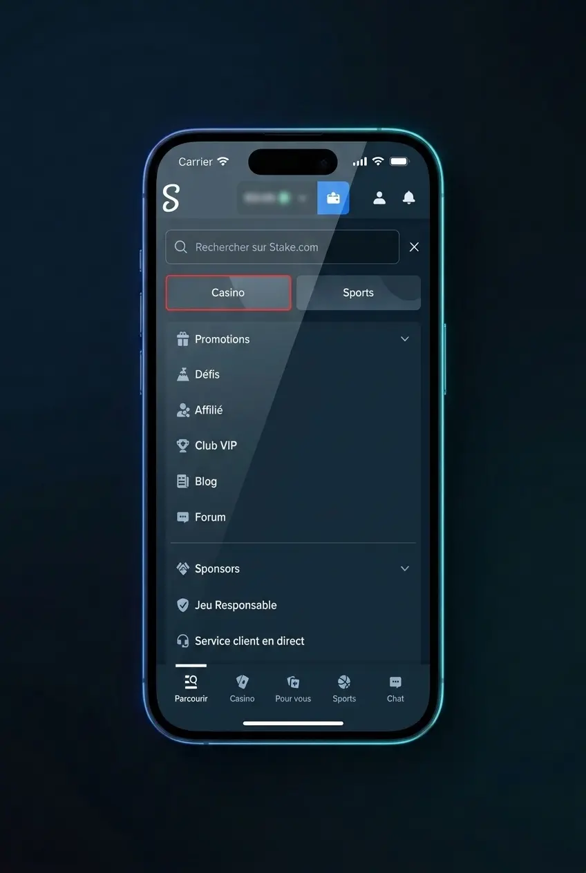 Joueur accédant aux jeux en direct sur Stake avec croupier en temps réel sur navigateur et mobile