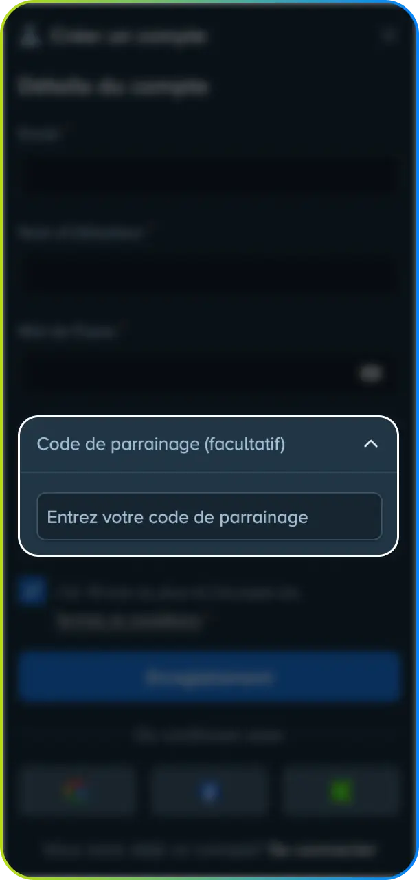 Entrez un code de parrainage facultatif pour débloquer des bonus exclusifs sur Stake France.