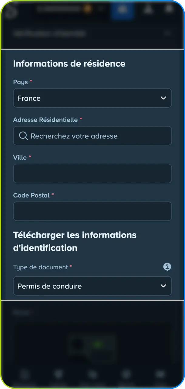 Soumettez vos informations de base pour lancer la vérification de votre compte Stake.