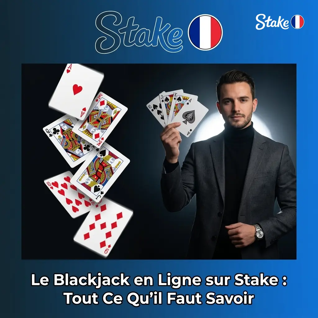 Table de blackjack en ligne sur Stake avec croupier en direct, accessible sur navigateur et application mobile iOS et Android