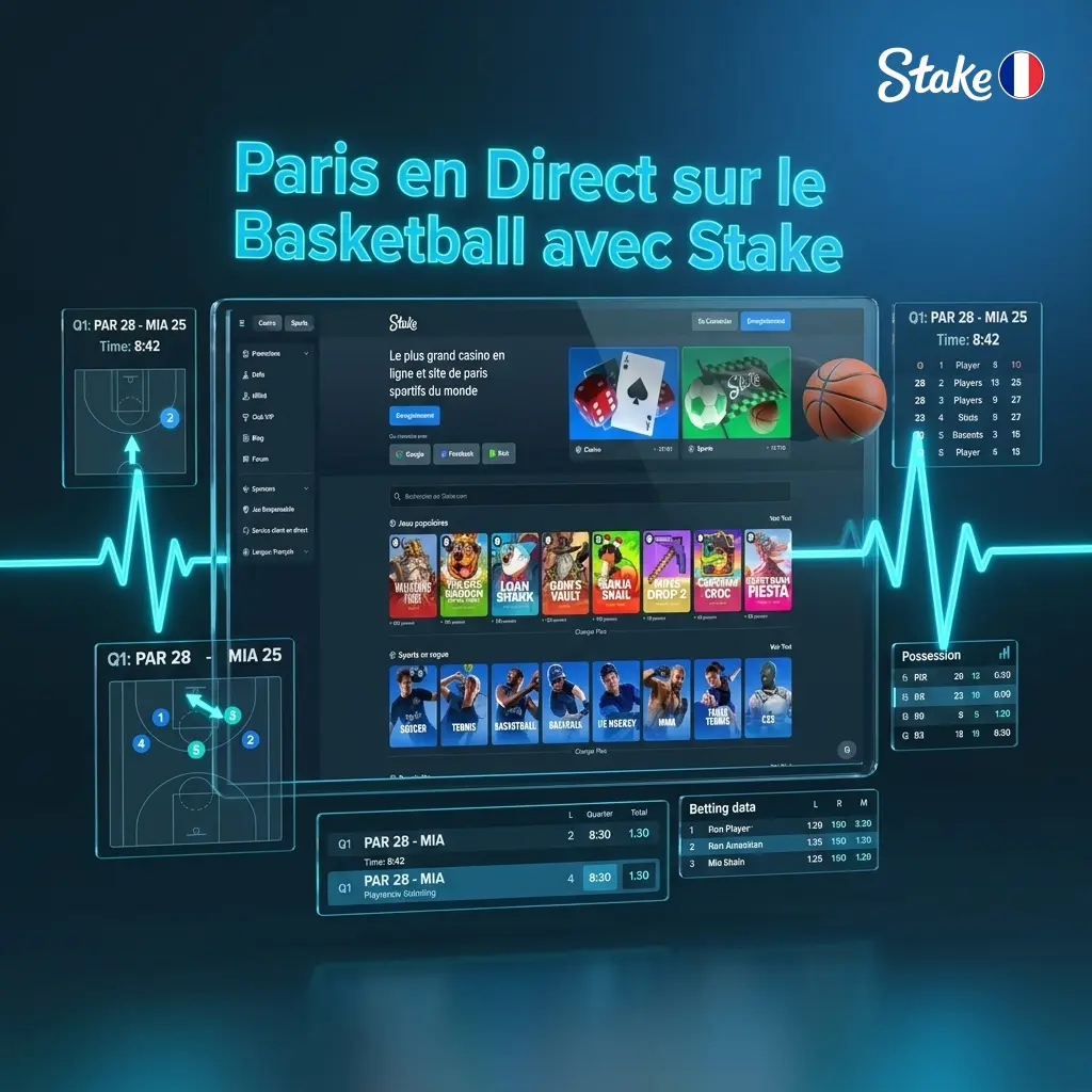 Paris en direct sur le basketball avec Stake : cotes NBA, EuroLeague et FIBA actualisées en temps réel