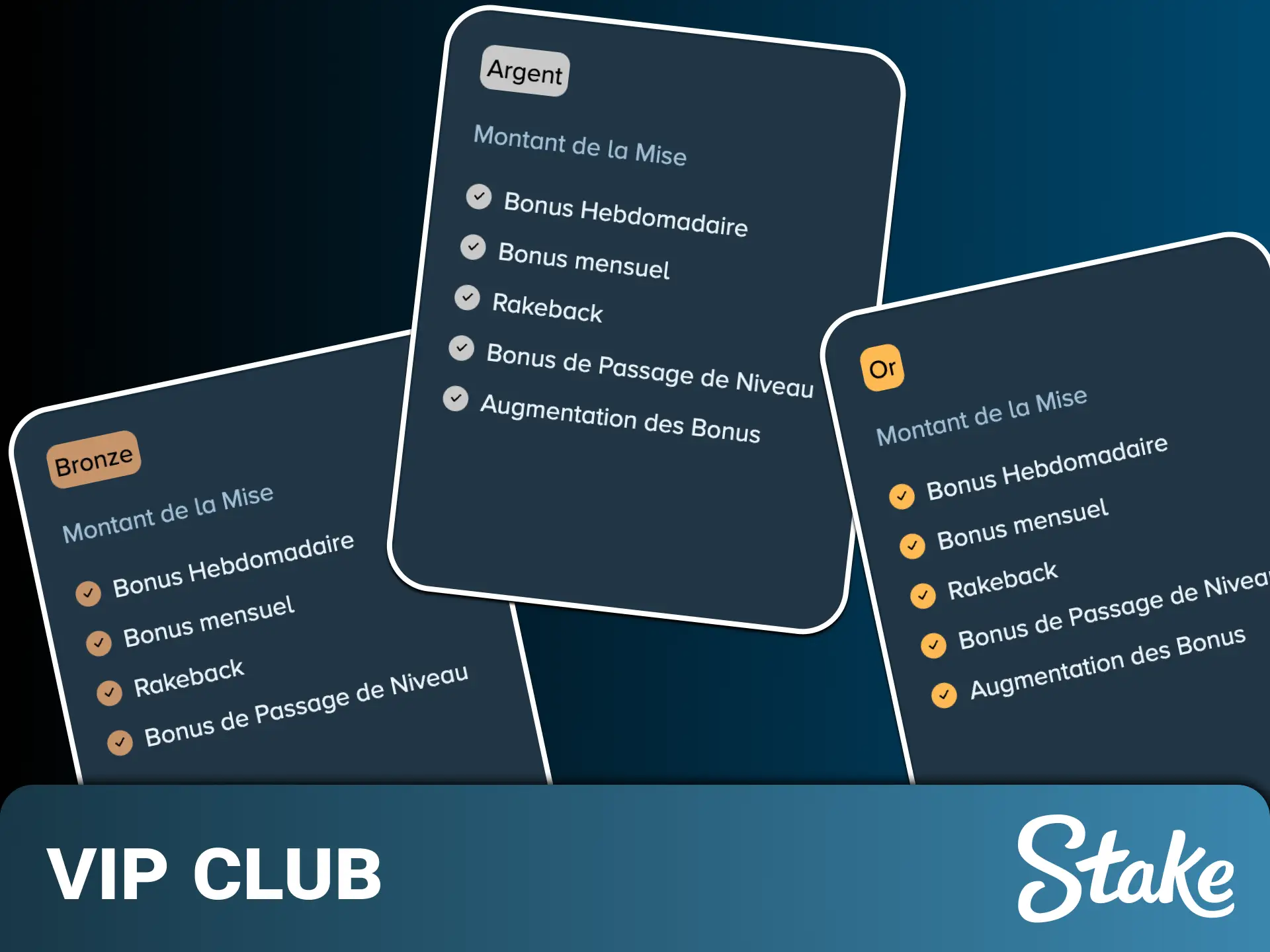 Profitez des récompenses de fidélité du VIP Club et des offres de bienvenue exclusives Stake.