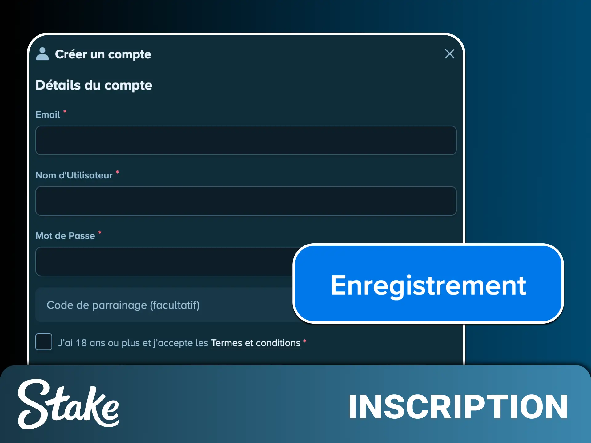 Réalisez votre inscription rapide sur le site Stake pour commencer à jouer sans attendre.