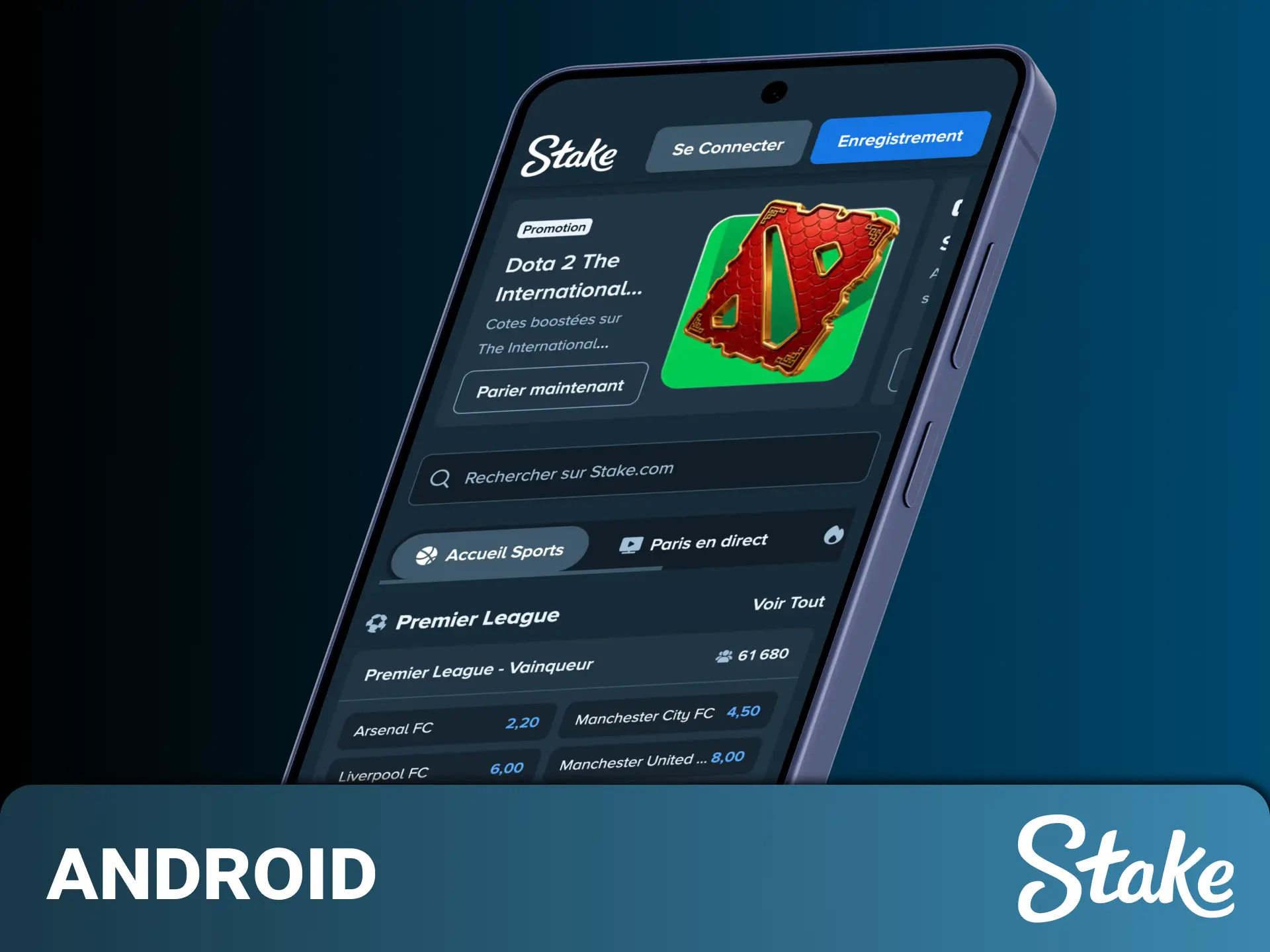 Téléchargez la version de Stake pour Android pour placer vos paris sportifs en movilidad.