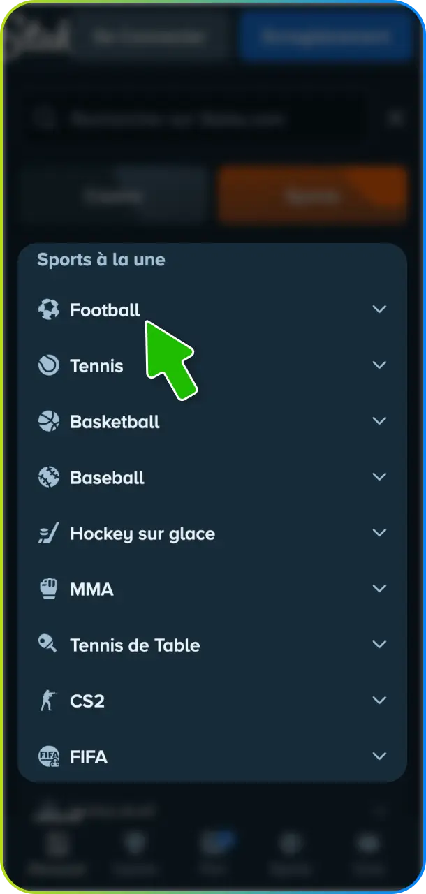 Parcourez le catalogue complet pour sélectionner un événement sportif sur Stake.