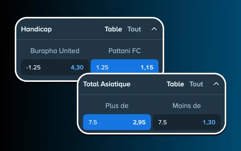Explorez de nombreuses options de jeux comme le handicap, les totaux et marchés de paris sur les joueurs sur Stake.