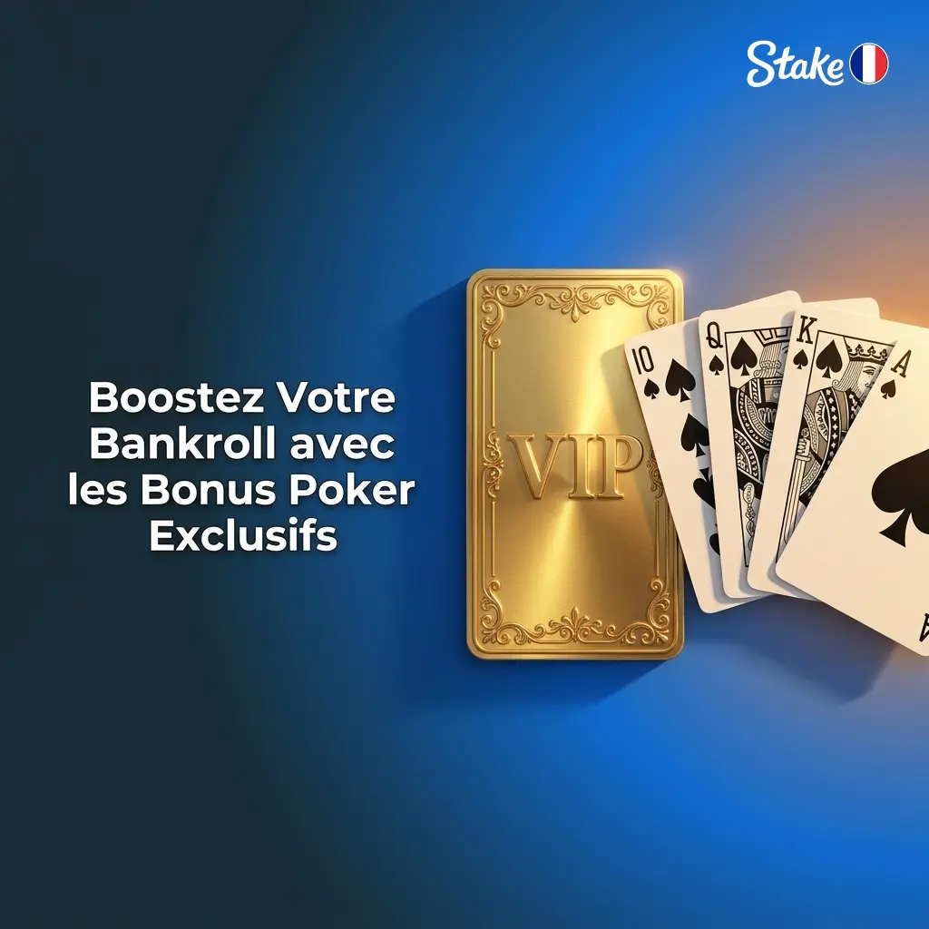 Bonus poker bienvenue 100% jusqu'à 100 EUR sur Stake France dès le premier dépôt de 20 EUR minimum