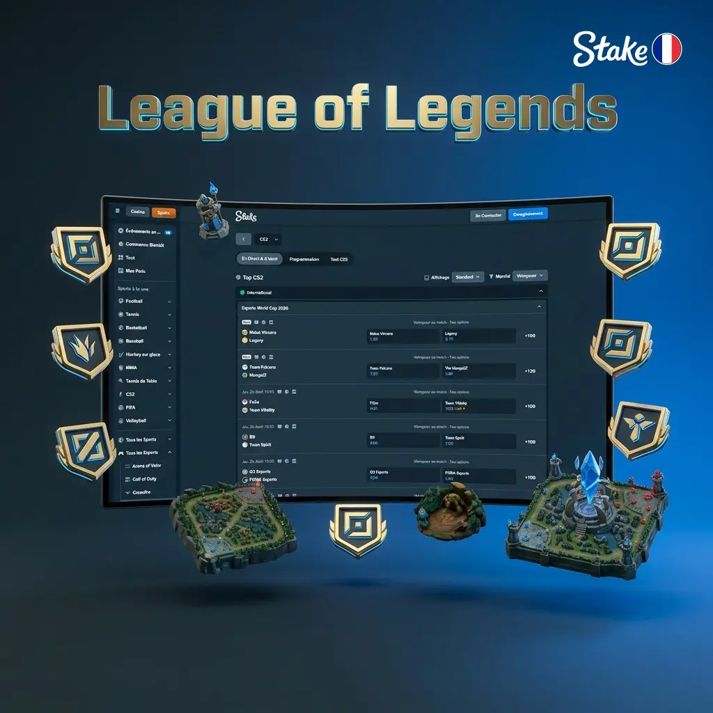 Joueurs de League of Legends en compétition sur Stake, avec paris en direct sur LEC, LFL, Worlds et MSI