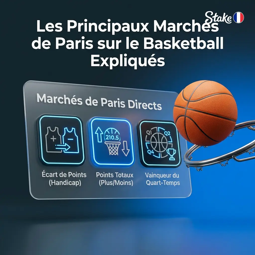 Marchés de paris basketball sur Stake : spread, moneyline, total de points, props joueurs et marge de victoire