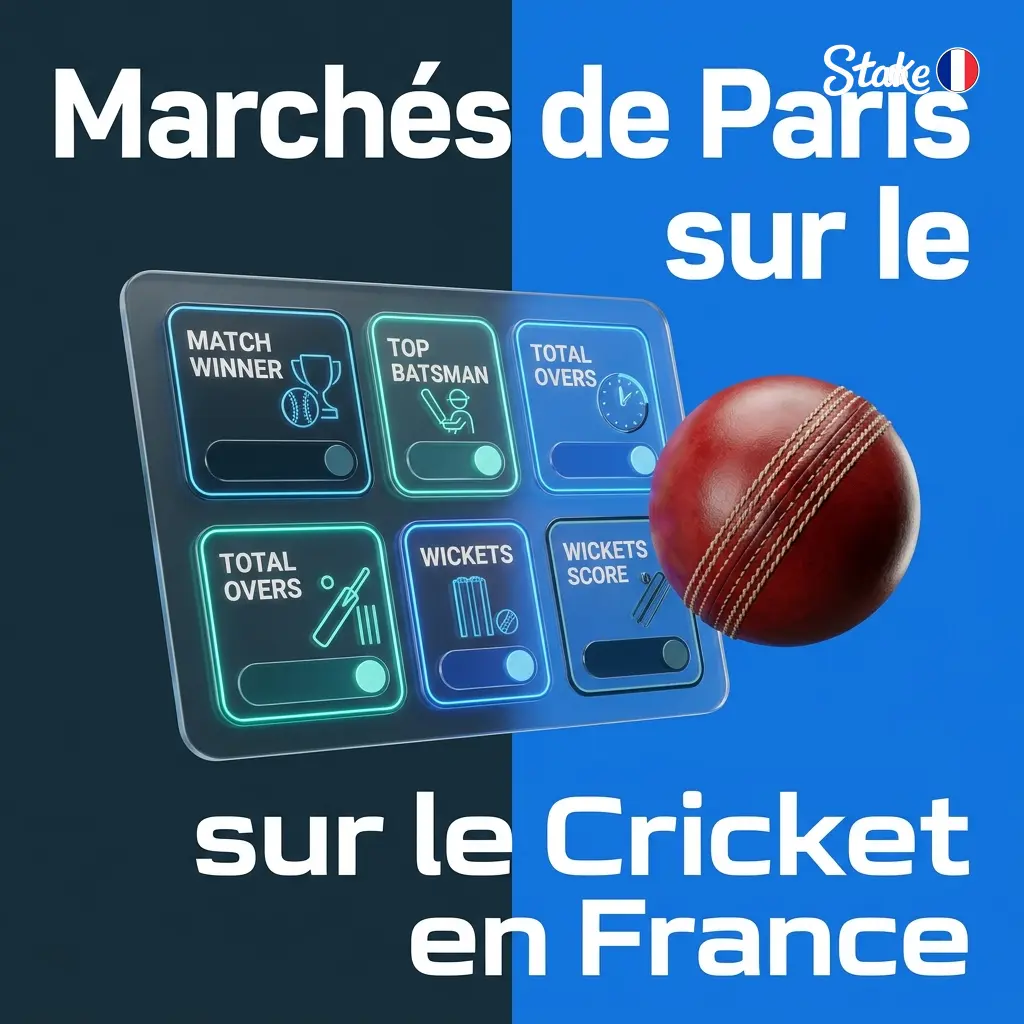 Marchés de paris cricket en France sur Stake : plus de 30 options couvrant Test, T20 et ODI