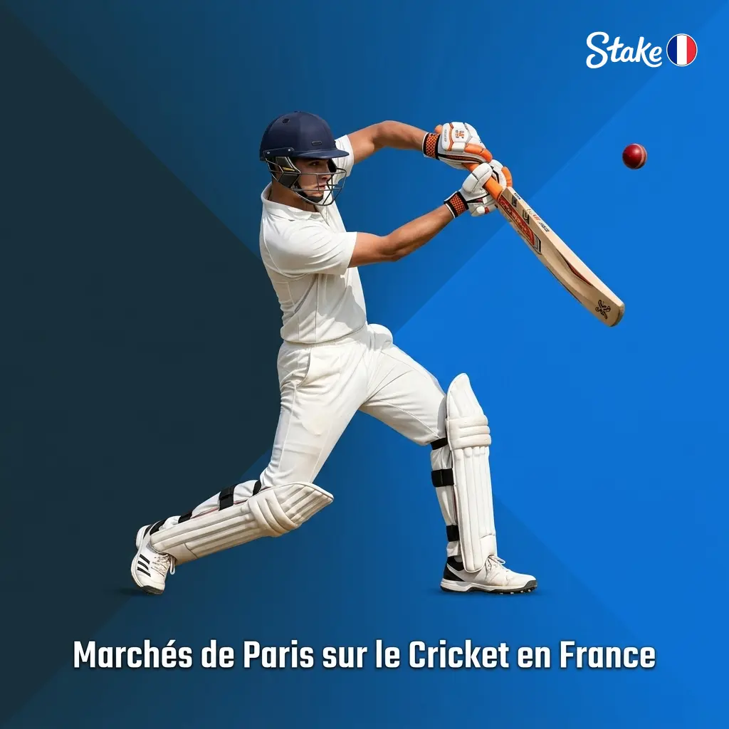 Marchés de paris cricket en France sur Stake : résultat match, meilleur batteur, wickets et plus de 15 options