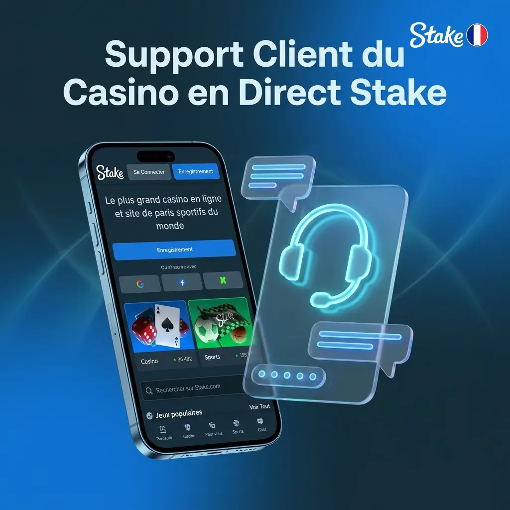 Équipe support Stake disponible 24h/24 via chat en direct, email et centre d'aide pour joueurs de casino en direct